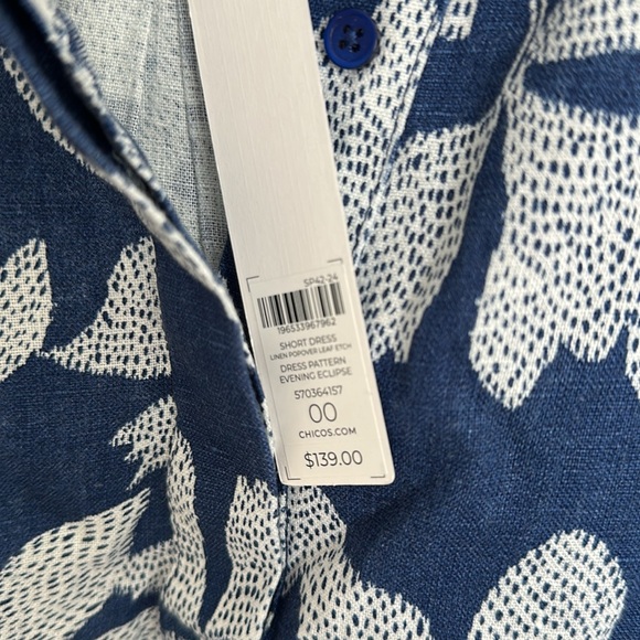 NWT Chicos size 2 Blue Leaf Print Dress - Picture 10 of 12